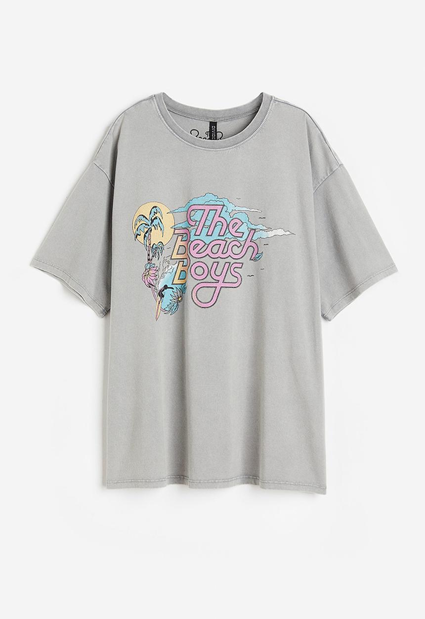H&M - Oversized printed T-shirt - grey the beach boys