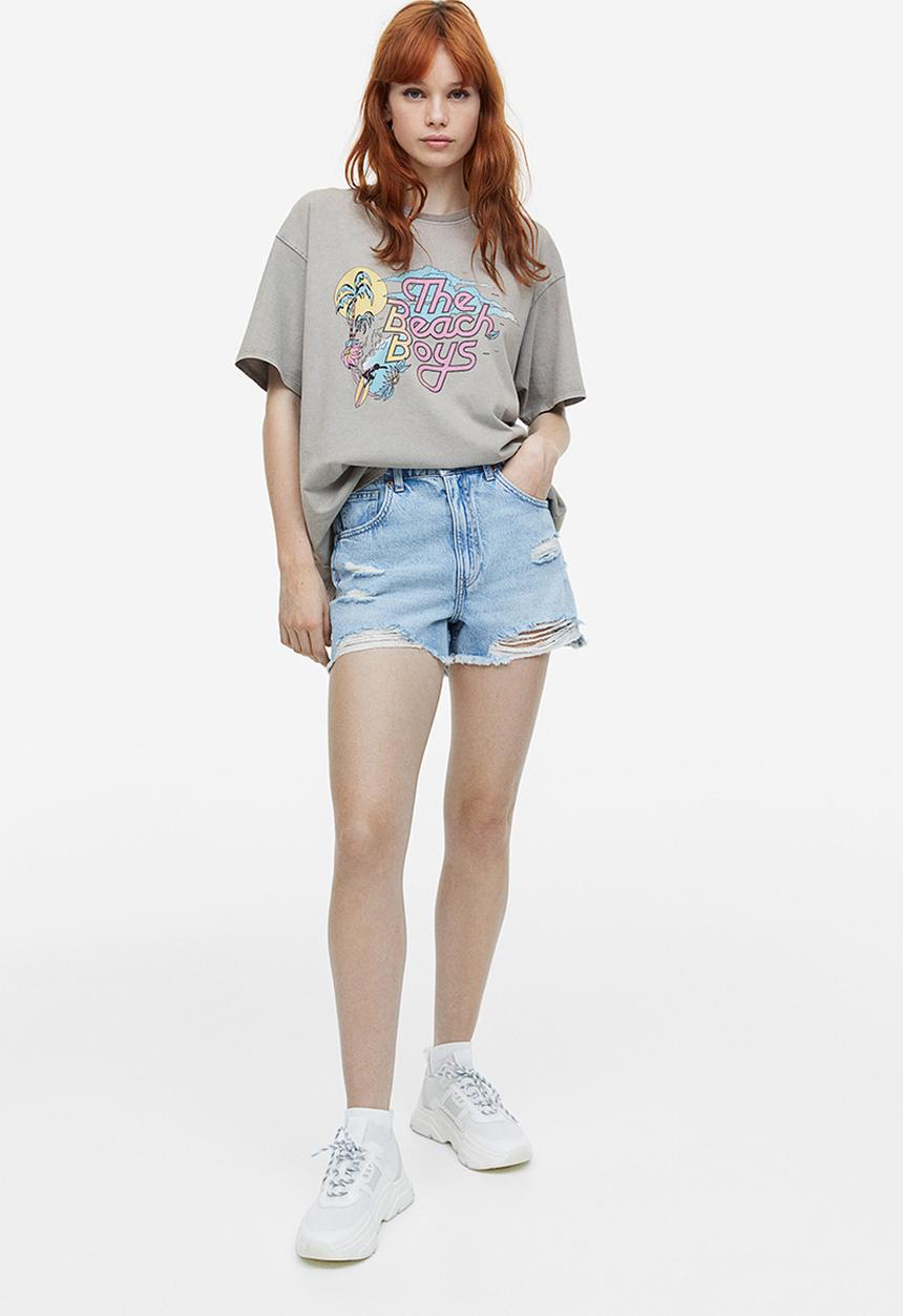 H&M - Oversized printed T-shirt - grey the beach boys