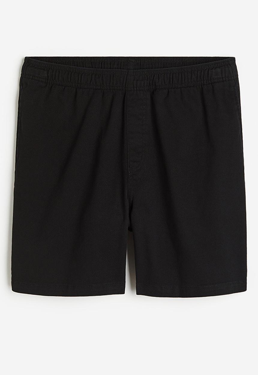 H&M - Relaxed fit cotton shorts - black