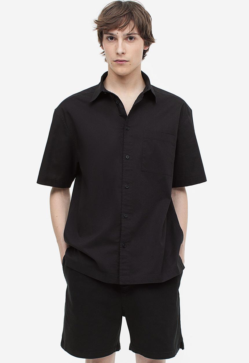 H&M - Relaxed fit cotton shorts - black