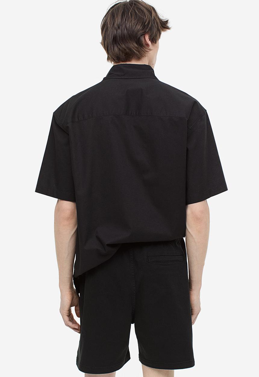 H&M - Relaxed fit cotton shorts - black