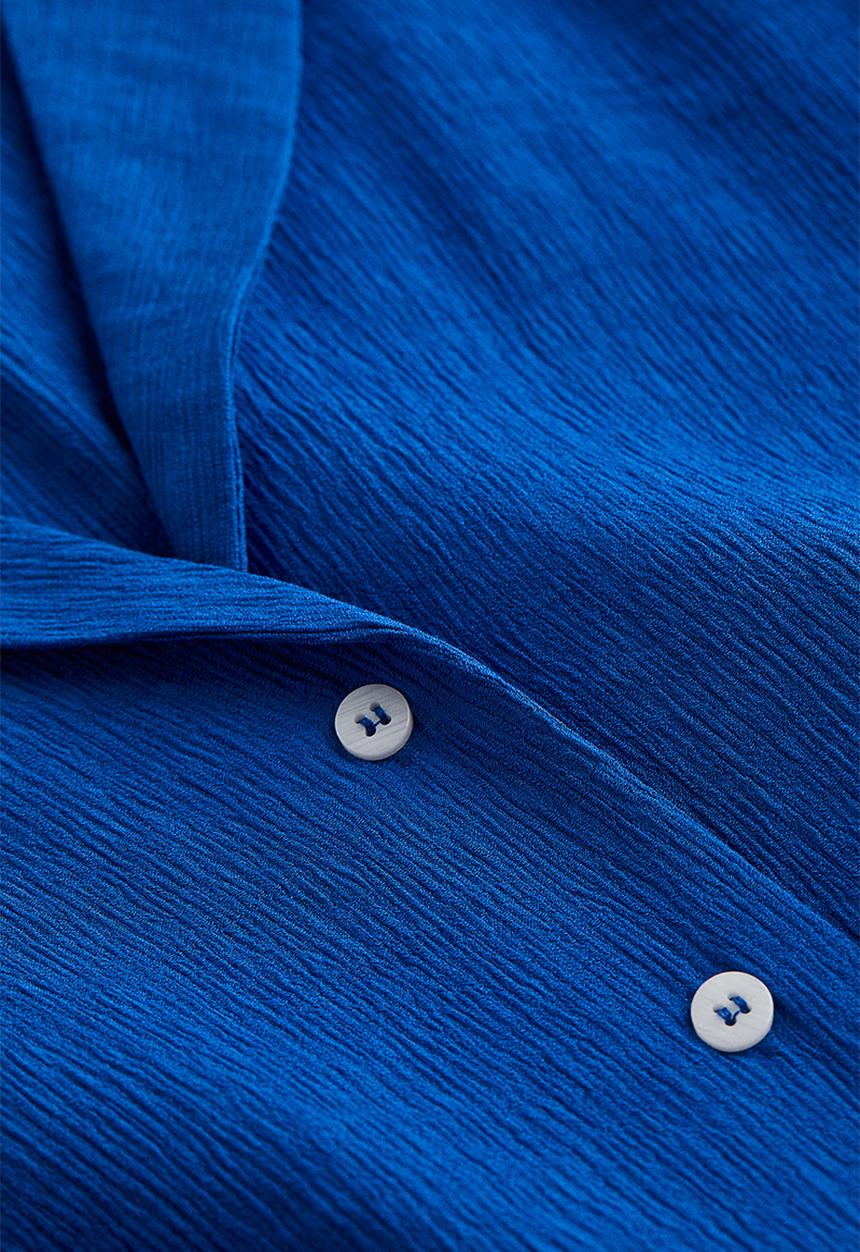 H&M - Crinkled resort shirt - bright blue - 1157280003