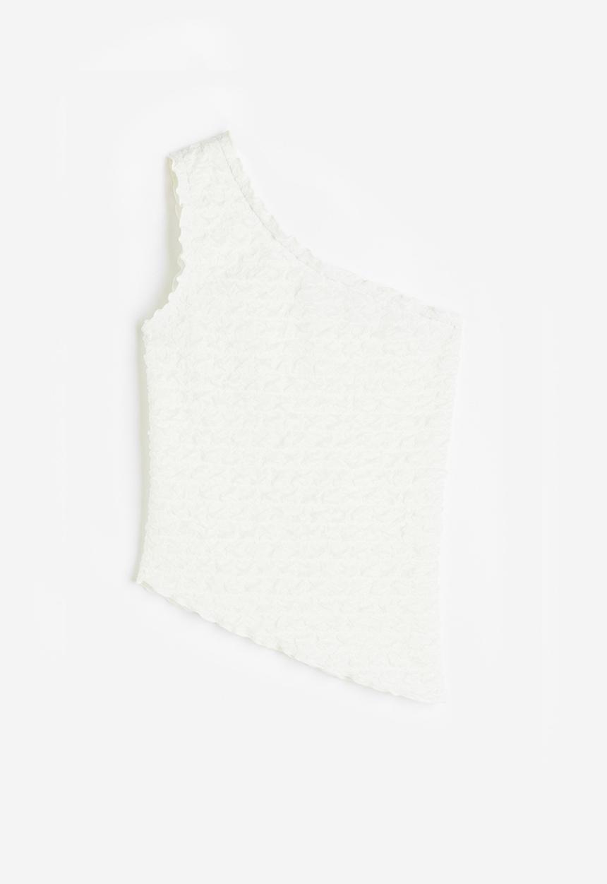 H&M - Gathered one-shoulder top - white