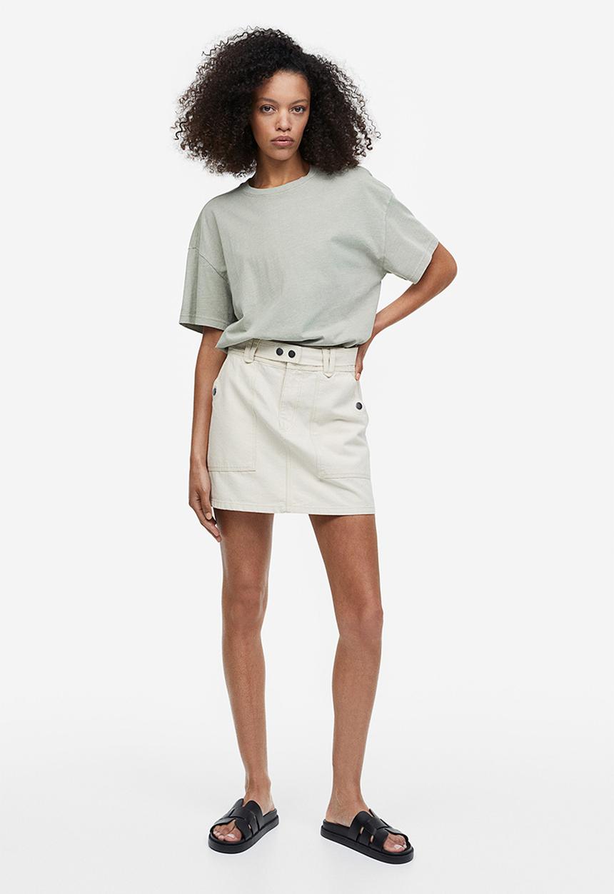 H&M - Washed-look t-shirt - light khaki green