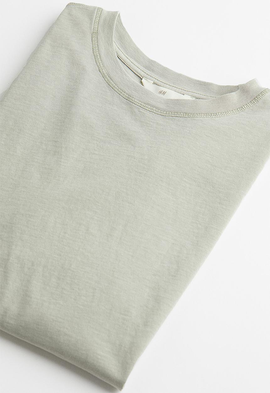 H&M - Washed-look t-shirt - light khaki green