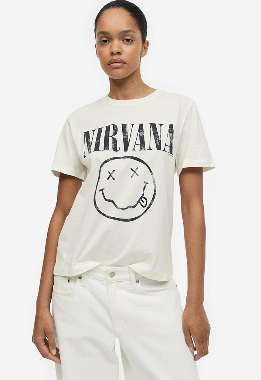 H&M - T-shirt with a motif - cream nirvana 