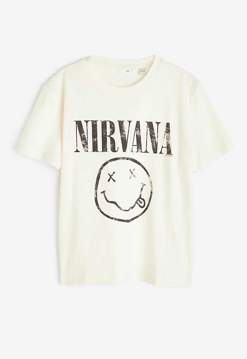 H&M - T-shirt with a motif - cream nirvana 