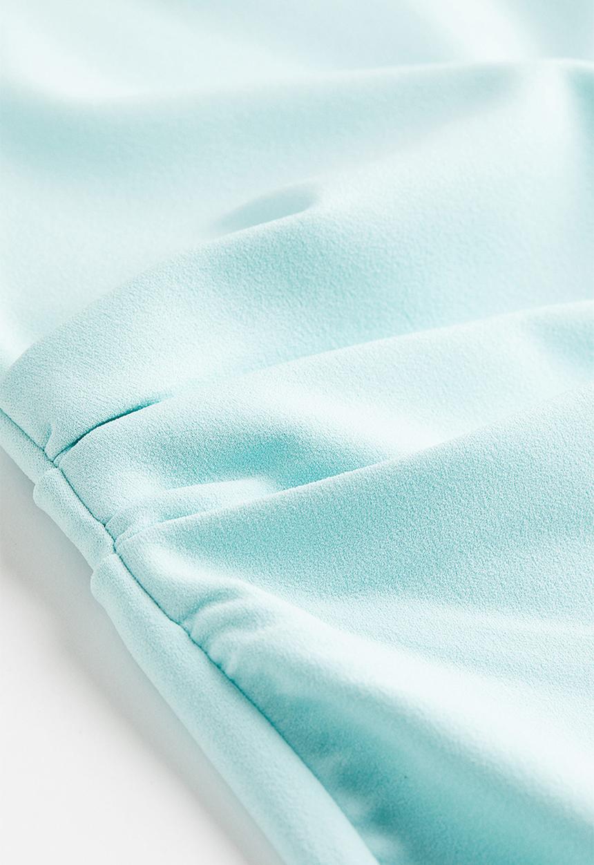 H&M - Draped shoulder-pad dress - light turquoise 