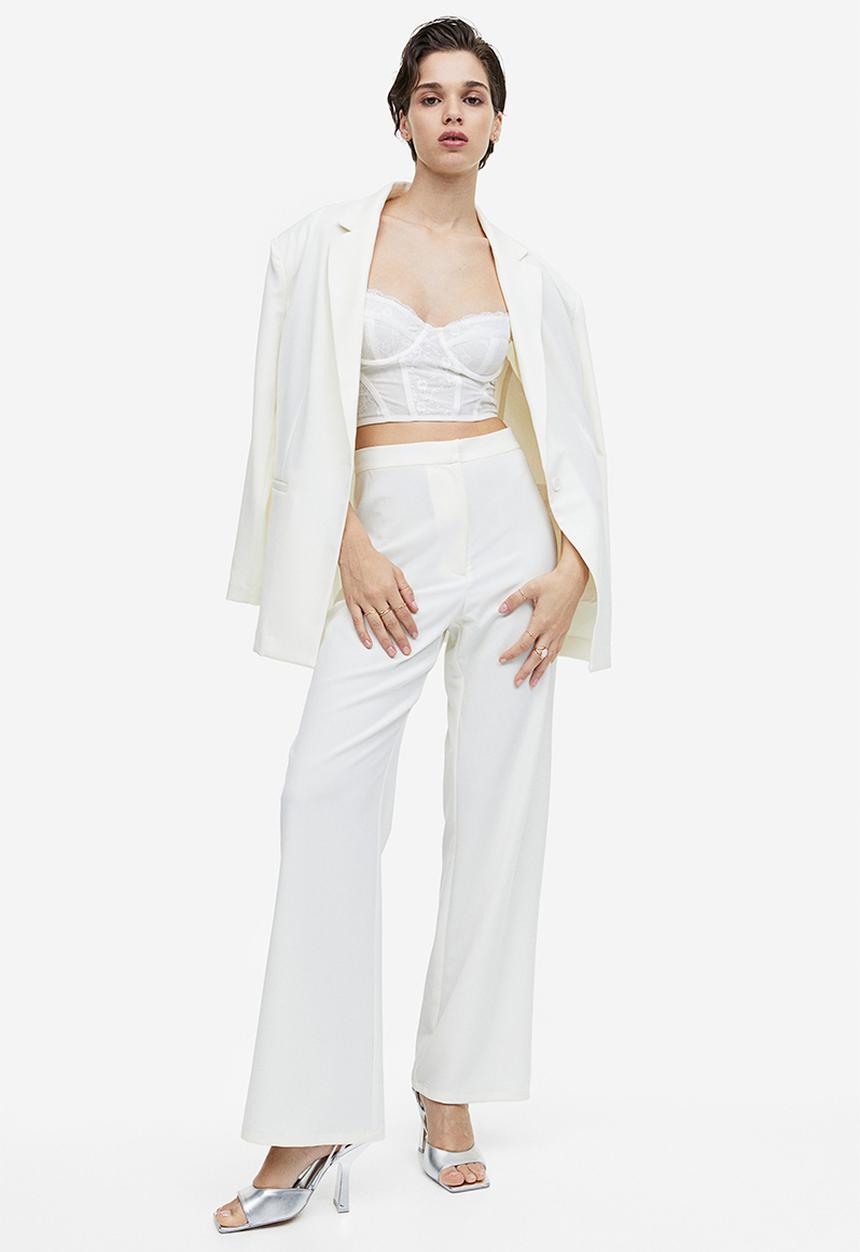 H&M - Lace-detail mesh bustier top - white