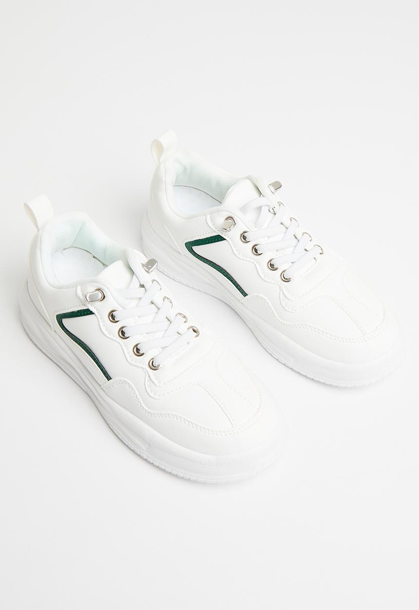 Pop Candy - Lace up sneakers - green & white