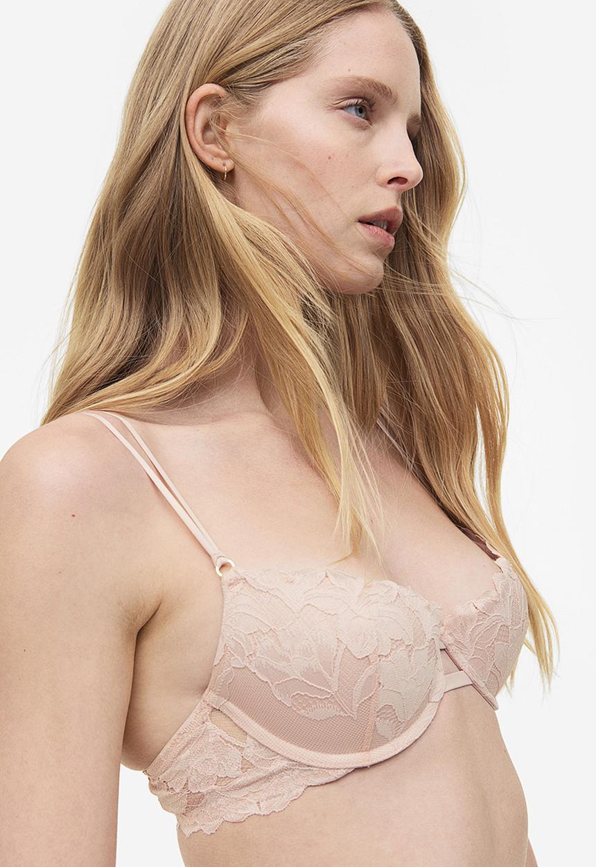 H&M - Lace push-up bra - light pink