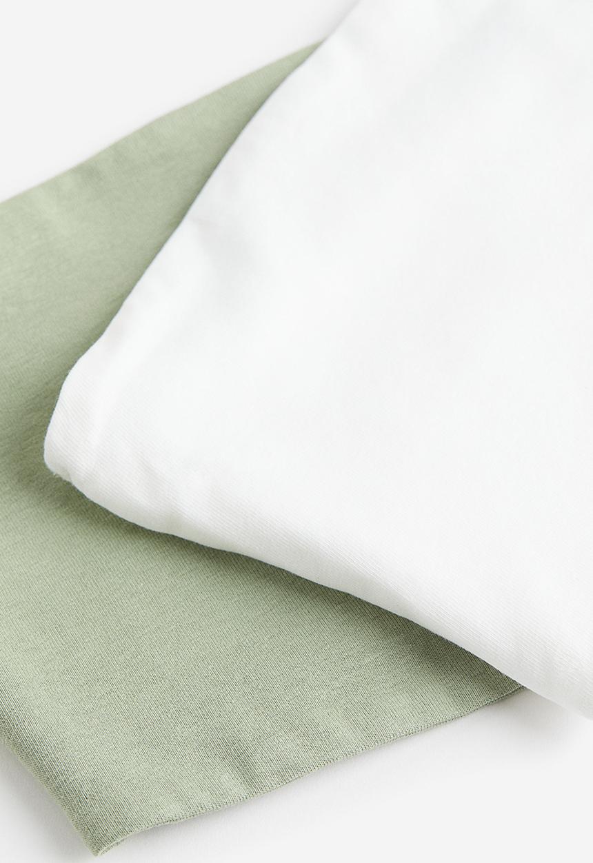 H&M - 2-Pack cropped tube tops - sage green & white