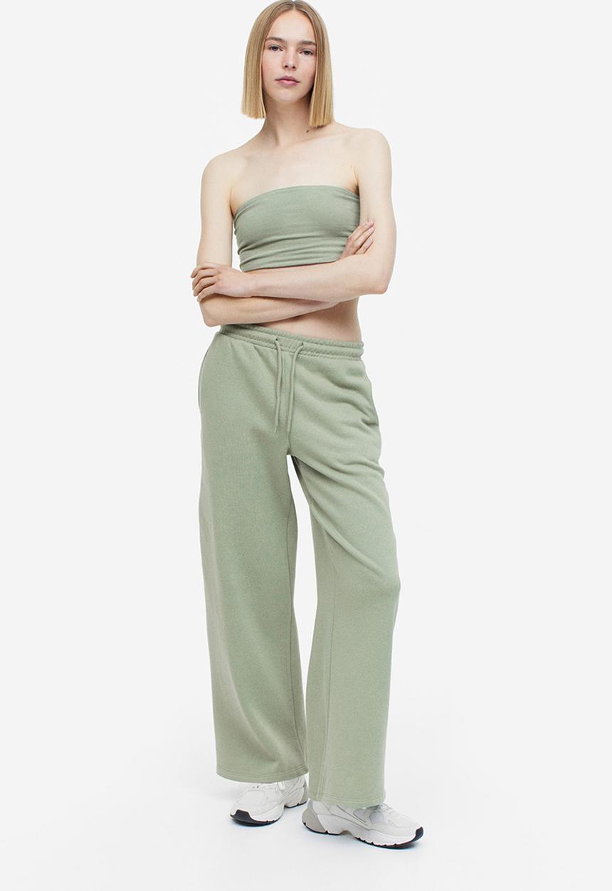 H&M - 2-Pack cropped tube tops - sage green & white