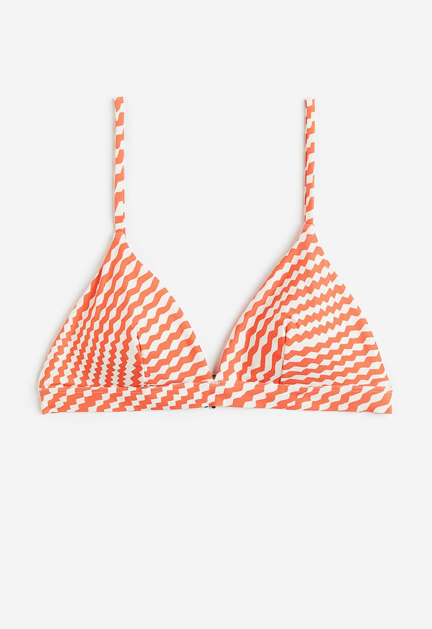 H&M - Padded triangle bikini top - red patterned