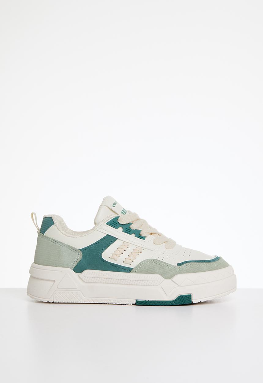 Pop Candy - Lace up sneakers - green & white