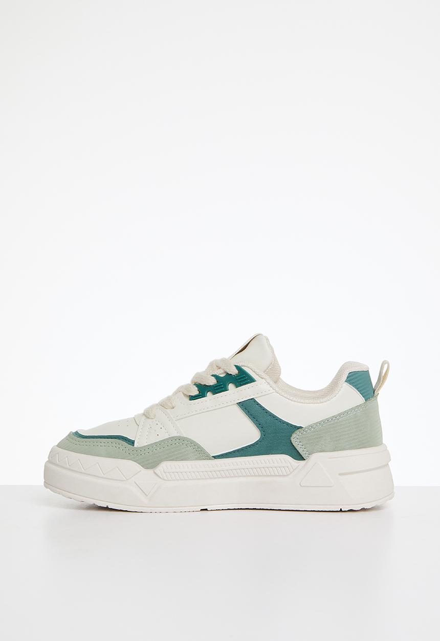 Pop Candy - Lace up sneakers - green & white