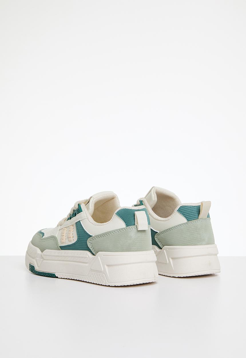 Pop Candy - Lace up sneakers - green & white