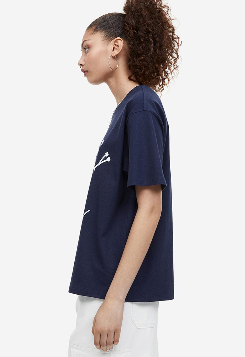 H&M - Oversized printed T-shirt - dark blue mickey mouse