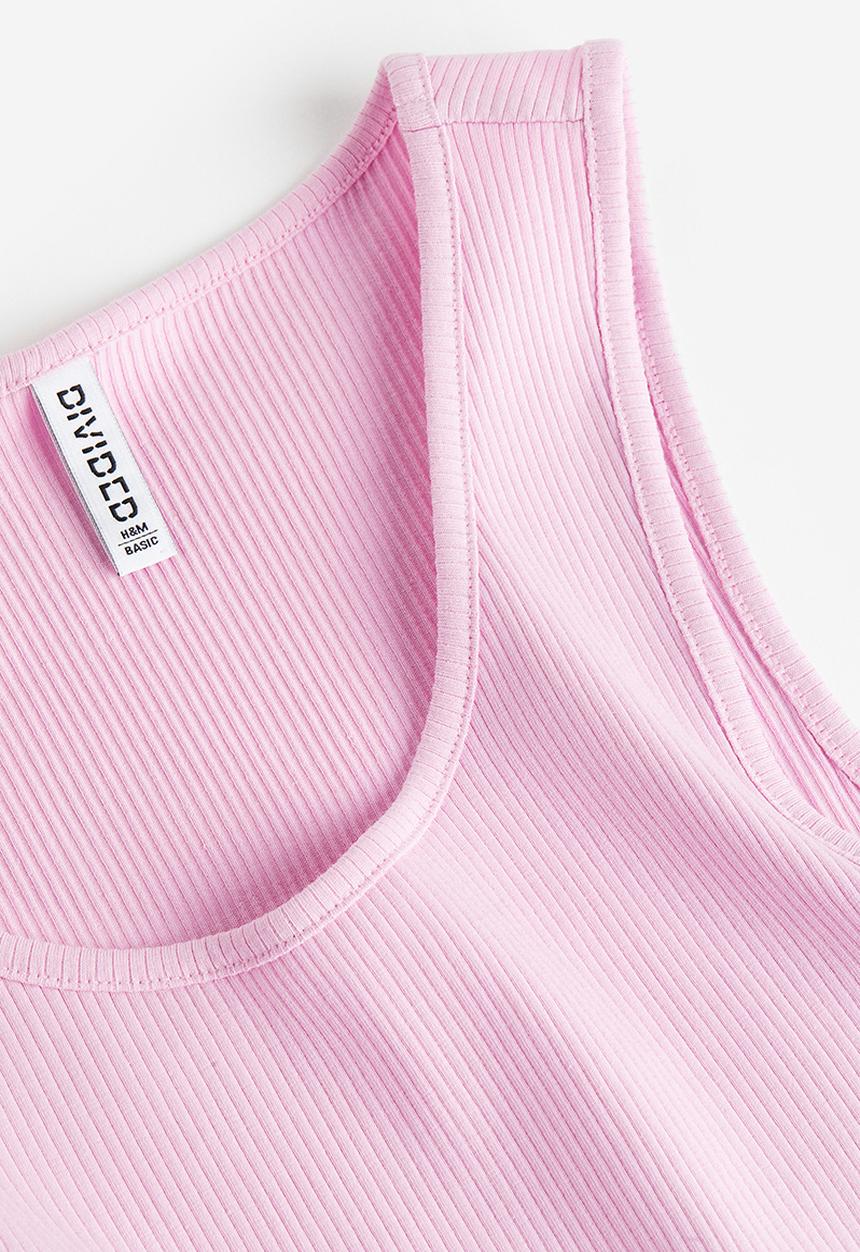 H&M - Ribbed cotton vest top - light pink