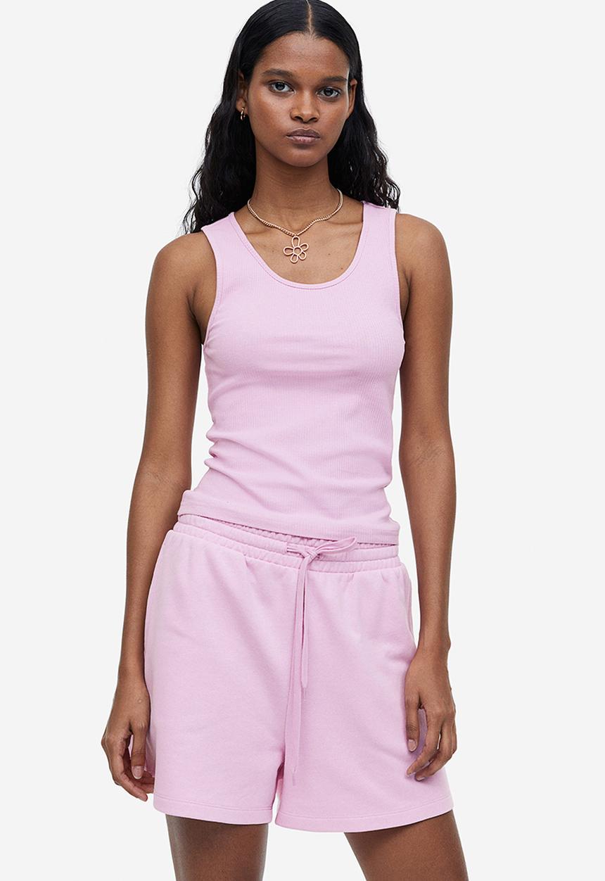 H&M - Ribbed cotton vest top - light pink
