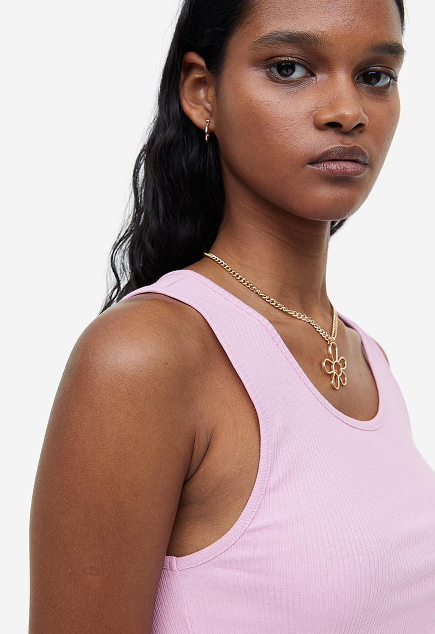 H&M - Ribbed cotton vest top - light pink
