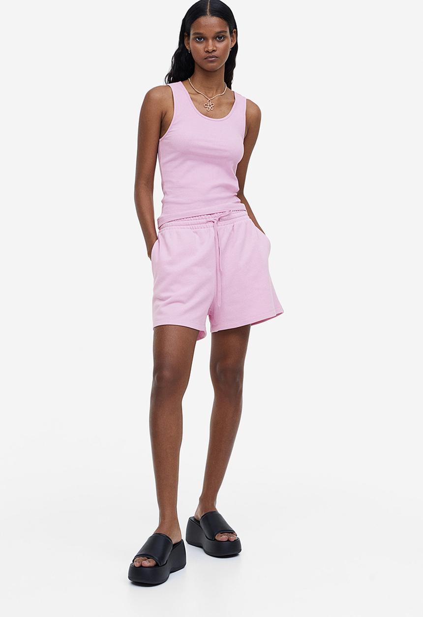 H&M - Ribbed cotton vest top - light pink