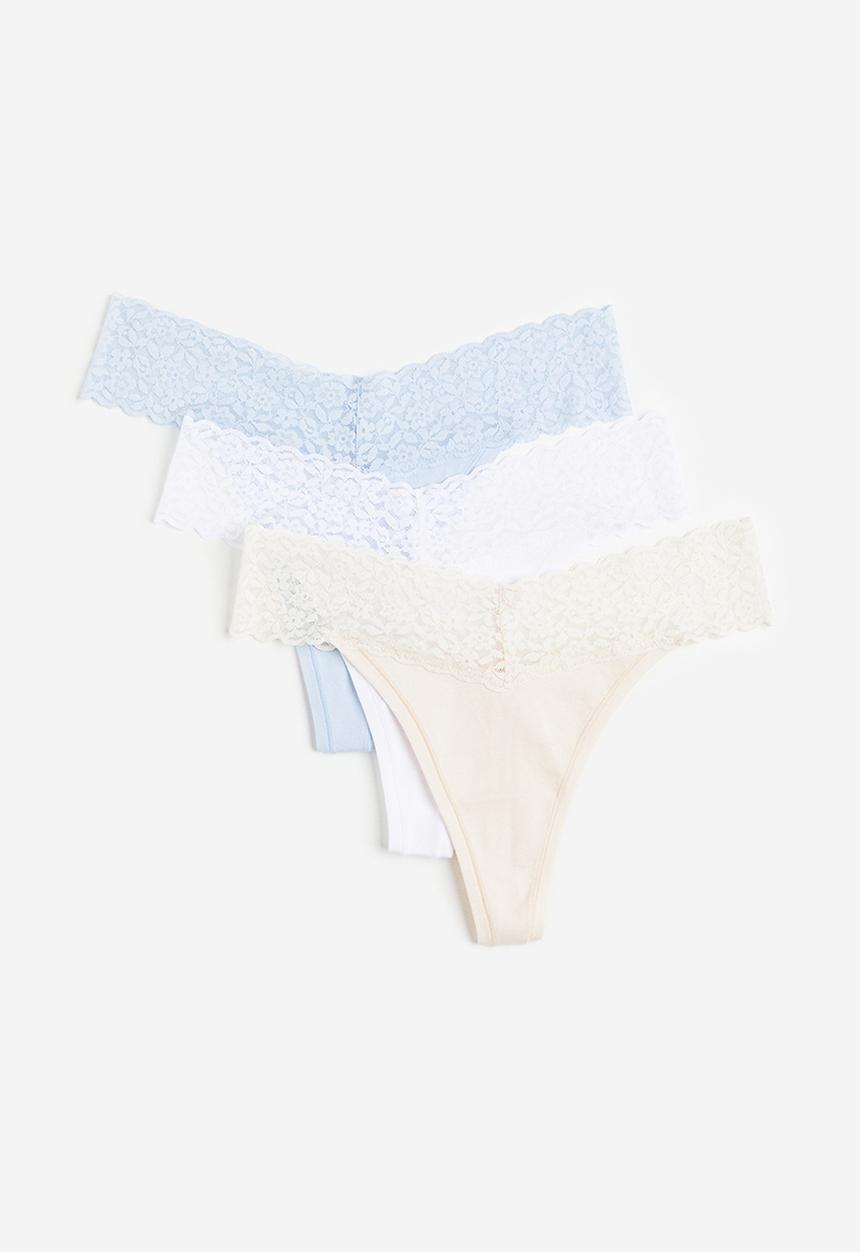 H&M - 3-Pack lace thong briefs - multi 