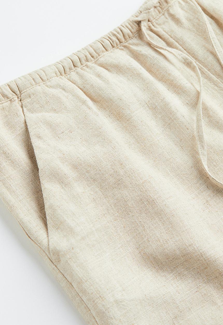 H&M - Linen-blend pull-on shorts - light beige