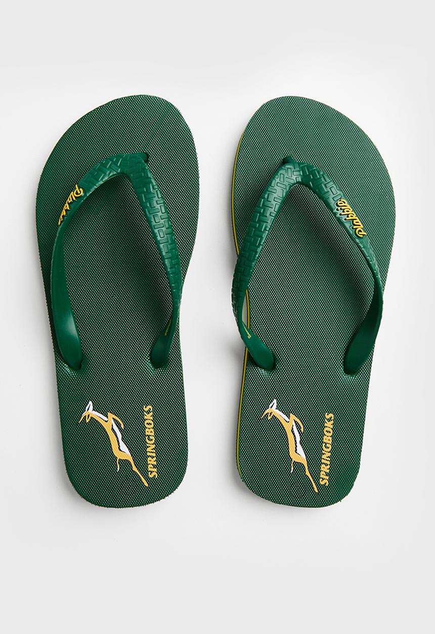 Veldskoen - Plakkie springbok - green & yellow 