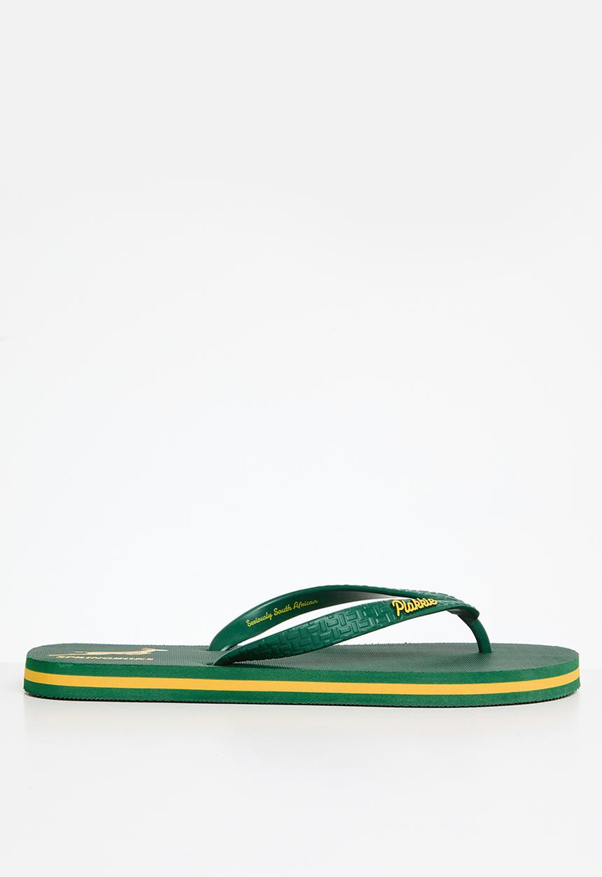 Veldskoen - Plakkie springbok - green & yellow 
