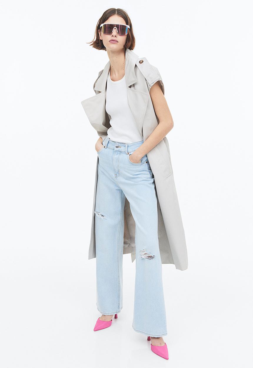 H&M - Wide high jeans - light denim blue