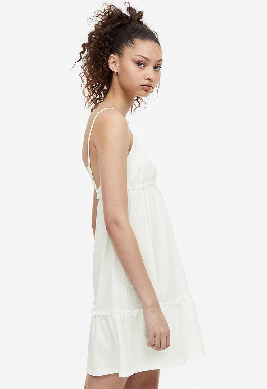 H&M - Frill-trimmed crêpe dress - white