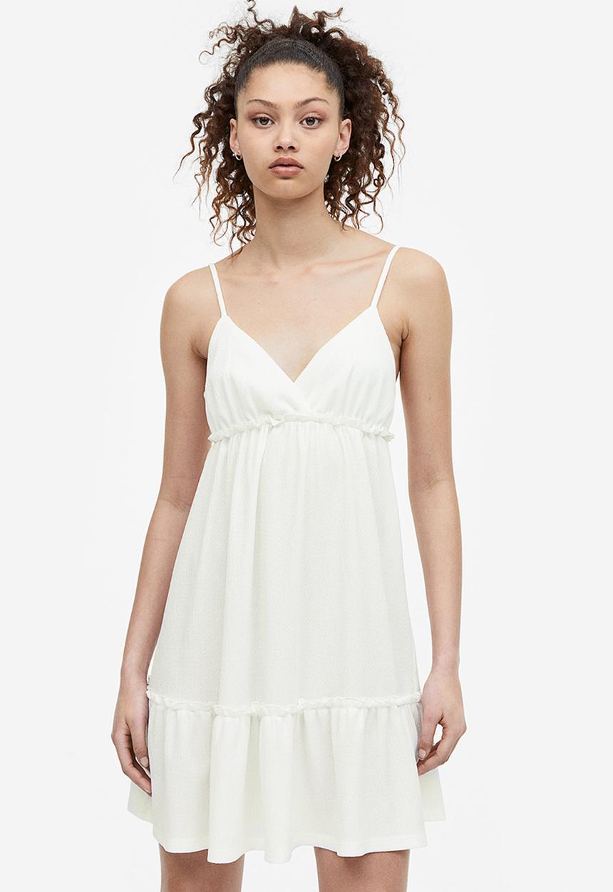 H&M - Frill-trimmed crêpe dress - white