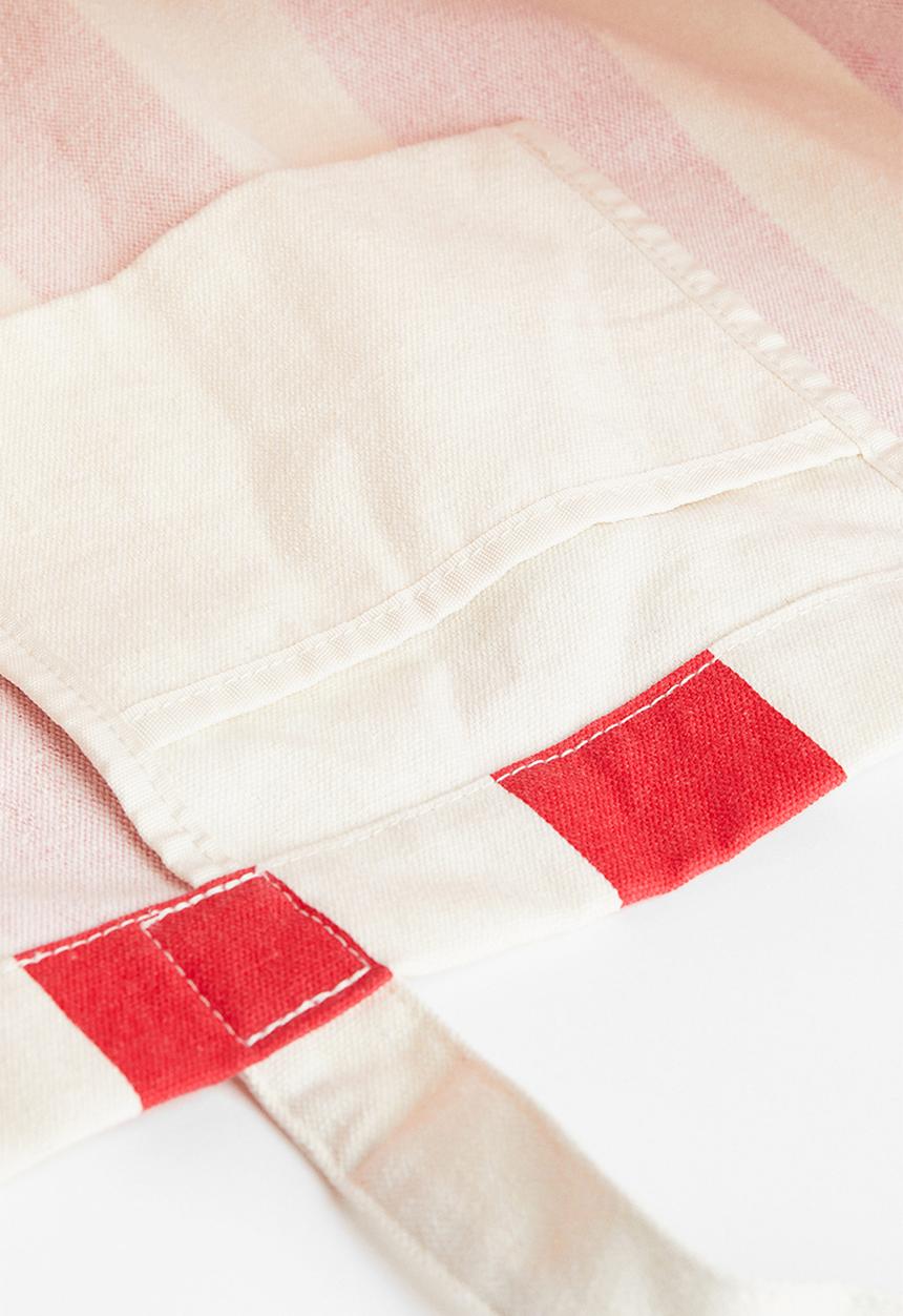 H&M - Printed canvas shopper - red striped 