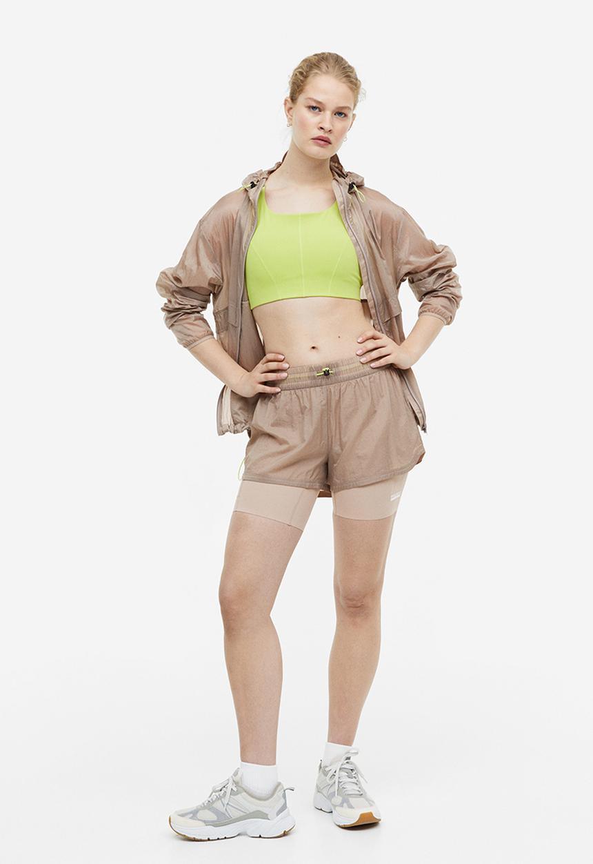 H&M - Drymove™ double-layered running shorts - beige