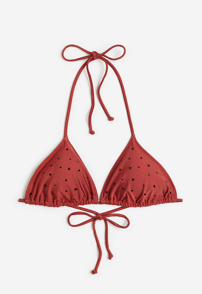 H&M - Padded triangle bikini top - red 