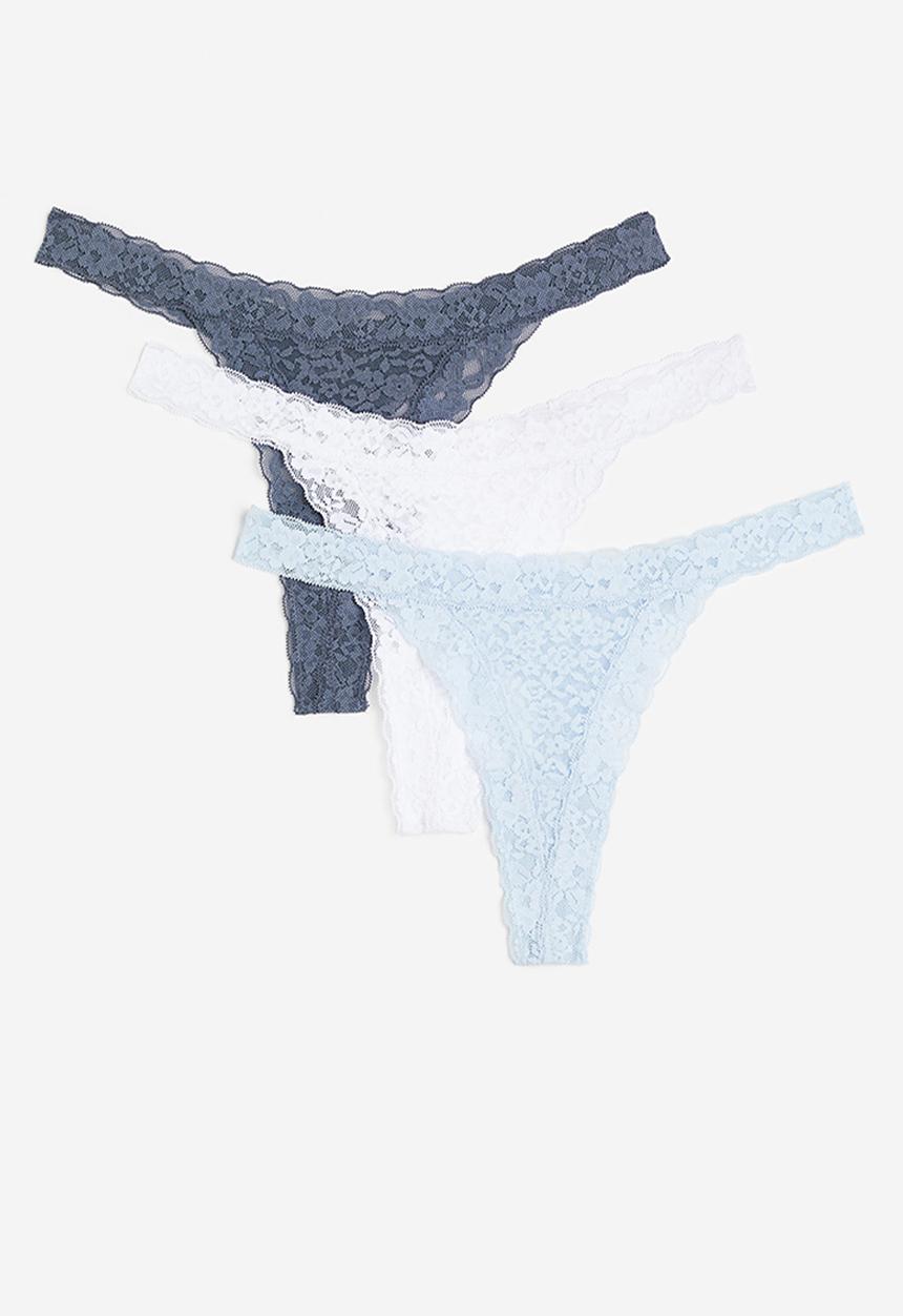 H&M - 3-Pack lace thong briefs -  multi 