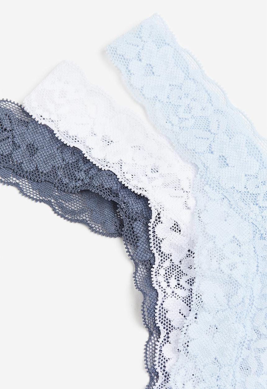 H&M - 3-Pack lace thong briefs -  multi 