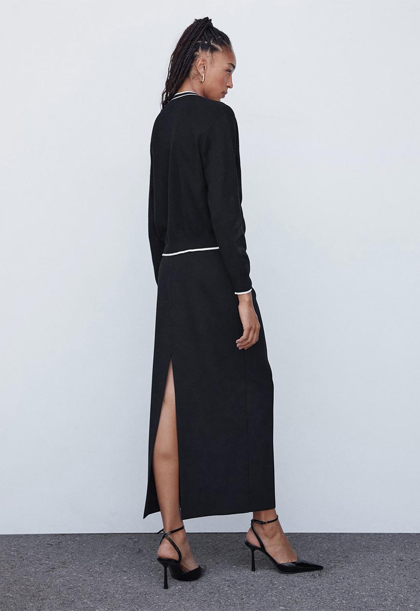 MANGO - Cardigan pipping - black