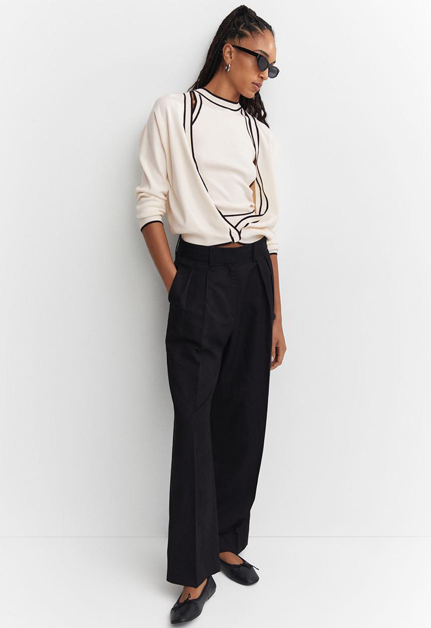 MANGO - Cardigan pipping - light beige