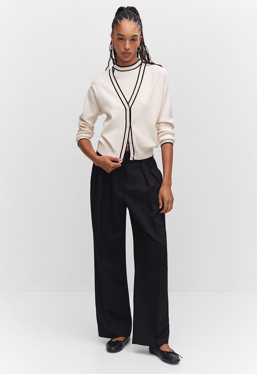 MANGO - Cardigan pipping - light beige
