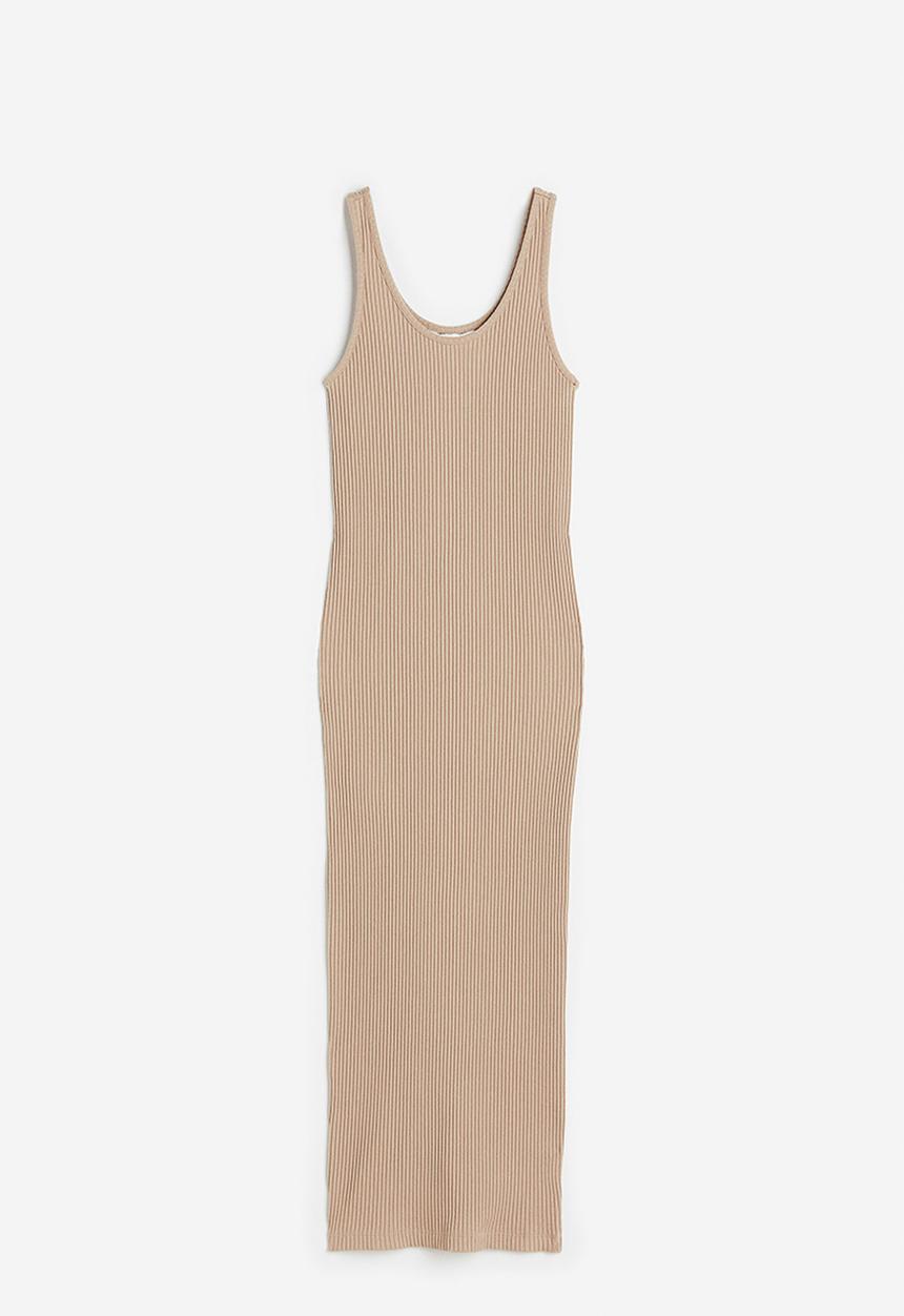 H&M - Ribbed bodycon dress - beige