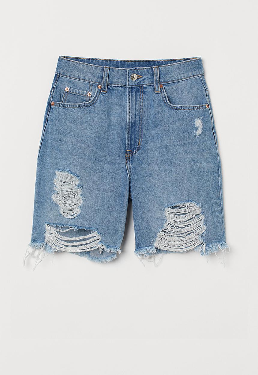 H&M - High waist bermuda shorts - denim blue