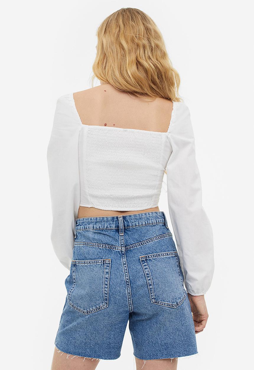 H&M - High waist bermuda shorts - denim blue