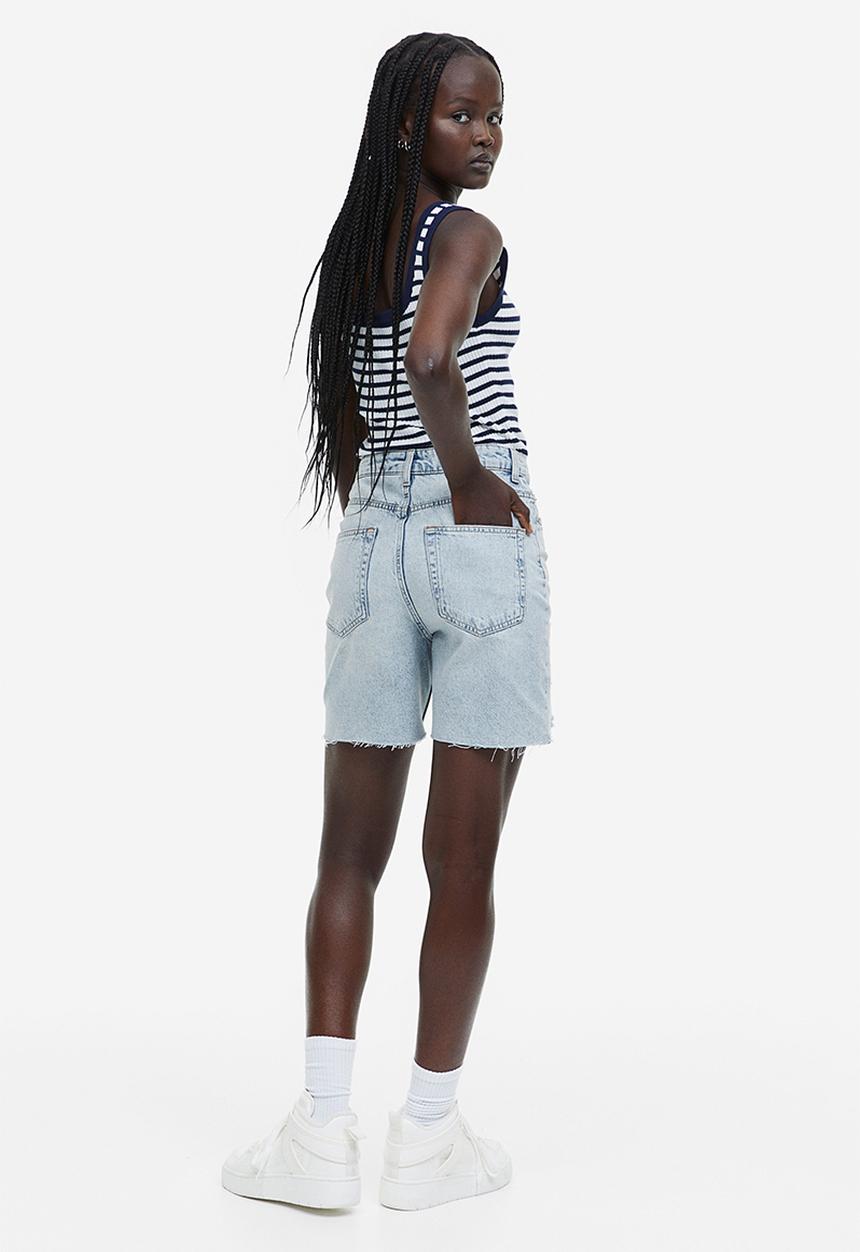 H&M - High waist bermuda shorts - light denim blue