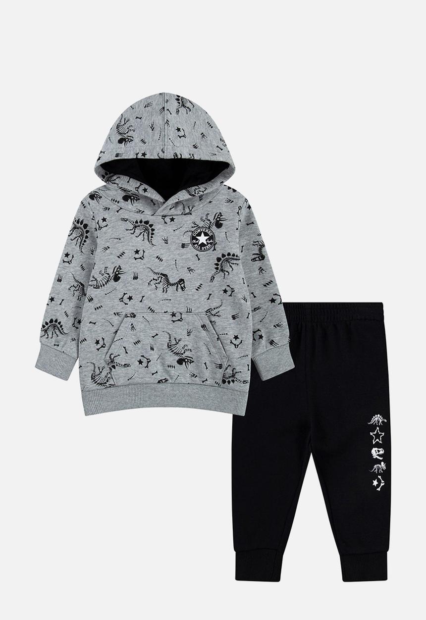 Converse - Converse dinos pullover hoodie set - black & grey