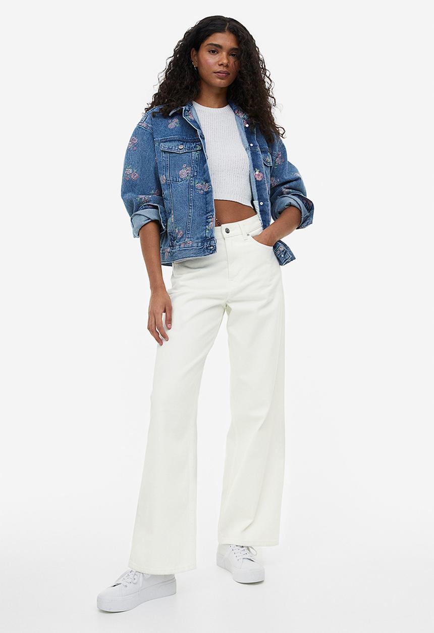 H&M - 90s baggy high jeans - white