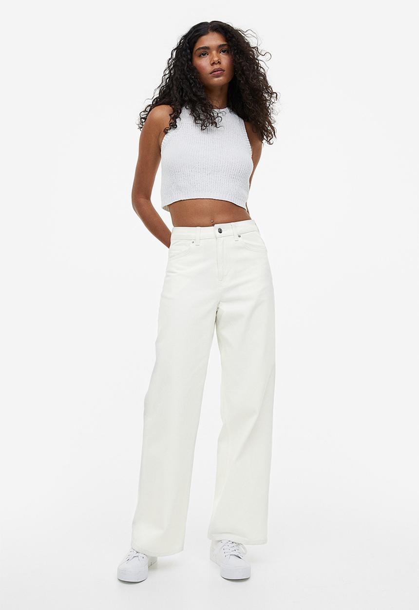 H&M - 90s baggy high jeans - white