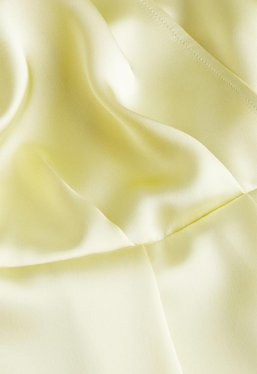 H&M - Satin wrap dress - light yellow 