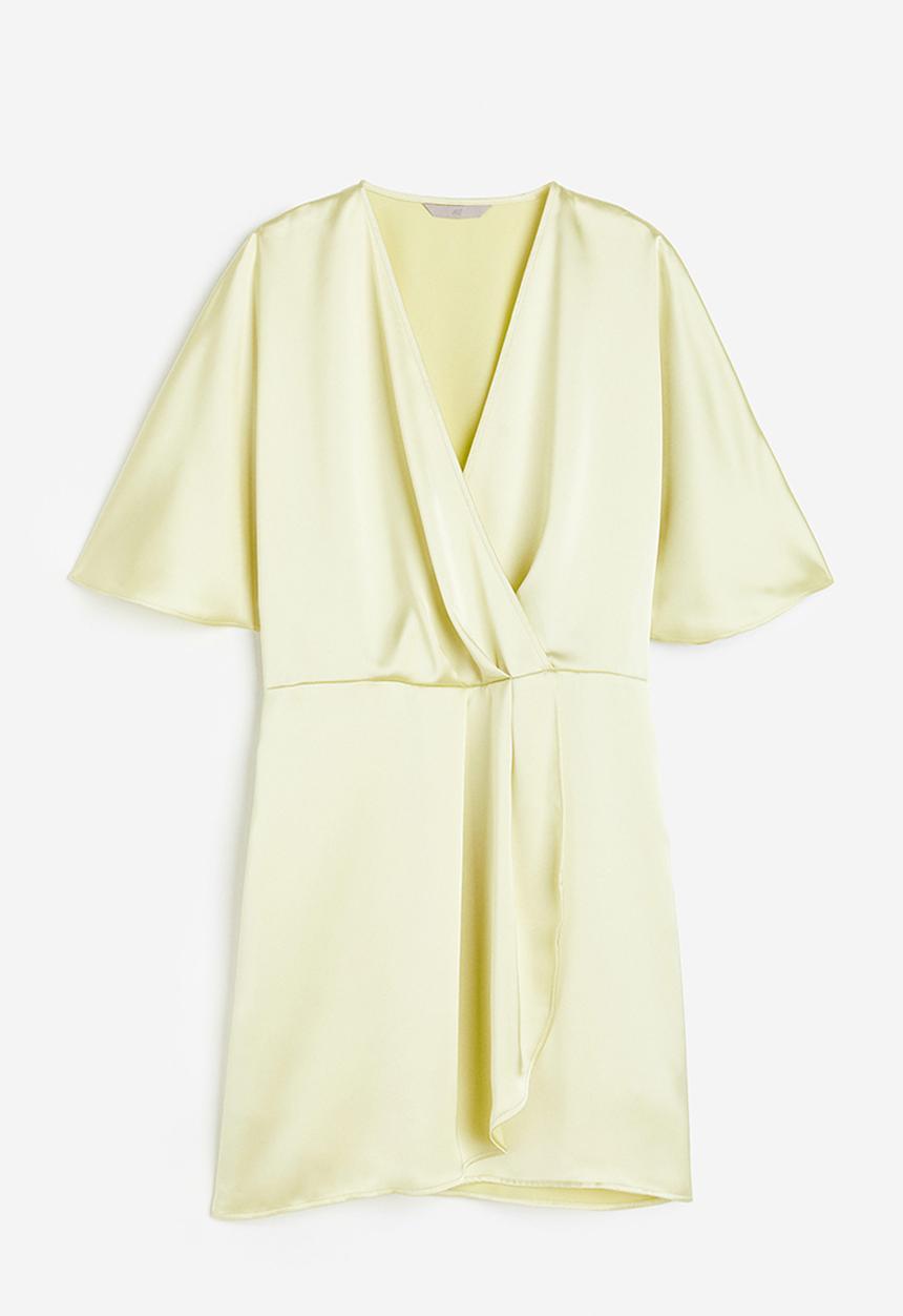 H&M - Satin wrap dress - light yellow 